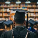A man wearing a graduation cap and gown